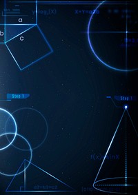 Mathematical and geometric background vector in gradient blue education remix