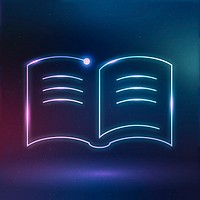 Textbook education icon neon e-book technology graphic