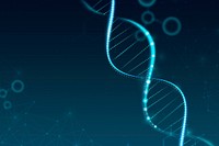 DNA biotechnology science background in blue futuristic style with blank space