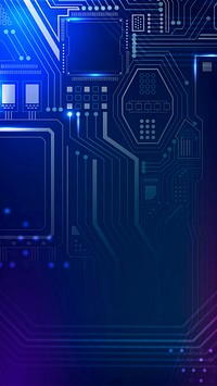 Motherboard circuit technology background vector in gradient blue