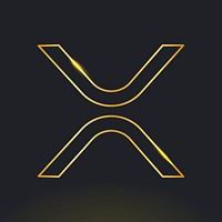 XRP blockchain cryptocurrency icon in gold open-source finance concept