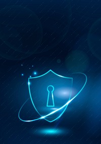 Cyber security technology background with data protection shield icon in blue tone