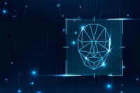 Facial recognition scanner background cyber security technology in blue tone