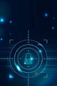 Cyber security technology background vector with data lock icon in blue tone