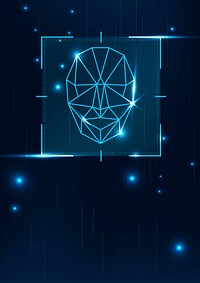 Facial recognition scanner background cyber security technology in blue tone