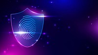 Fingerprint scanner background cyber security technology in purple tone