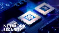 Network security banner template psd with computer chips background