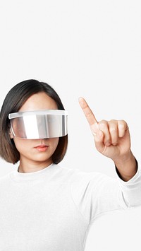 Woman in smart glasses in futuristic technology theme