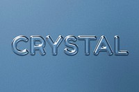 Crystal word in embossed glass text style