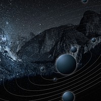 Galaxy nature aesthetic background starry sky mountain remixed media