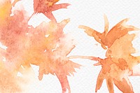 Autumn floral watercolor background in pastel orange with leaf illustration