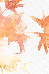 Autumn floral watercolor background in pastel orange with leaf illustration