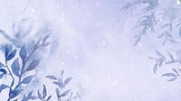 Floral winter watercolor background vector in purple with beautiful snow