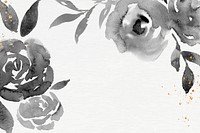 Black rose frame background vector floral watercolor illustration