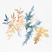 Aesthetic blue leaf watercolor vector winter seasonal graphic