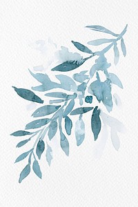 Aesthetic blue leaf watercolor winter seasonal graphic