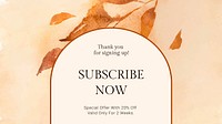 Aesthetic autumn sale template vector with subscribe now text ad banner