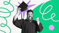 Graduation HD wallpaper, education, geometric shape design psd