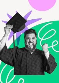 Graduation  collage element, education desaturated design  psd