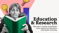 Research blog banner  template, education design vector