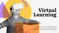 Virtual learning  ppt presentation template, education design vector