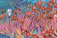 Van Gogh's Irises background, vintage artwork remixed by rawpixel vector