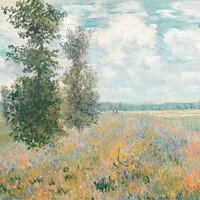 Monet's landscape background, vintage artwork remixed by rawpixel