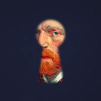 Van Gogh's portrait in Keyhole mixed media, remixed by rawpixel