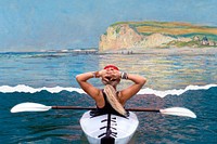 Kayaking mixed media background, collage art remixed by rawpixel