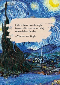 Van Gogh quote poster template, Starry Night painting remixed by rawpixel psd