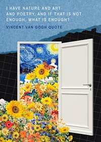 Sunflower door poster template, Van Gogh famous artwork remixed by rawpixel vector