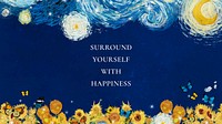 Happiness quote blog banner template,  Starry Night painting remixed by rawpixel vector