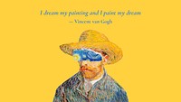 Van Gogh PowerPoint presentation template, self-portrait remixed by rawpixel psd