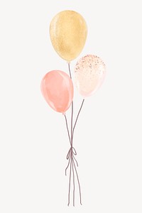 Cute balloons sticker, watercolor design vector