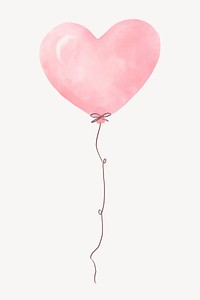 Heart balloon clipart, watercolor design psd