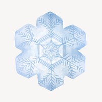 Aesthetic snowflake sticker, watercolor design vector