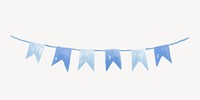 Party flag clipart, blue watercolor design