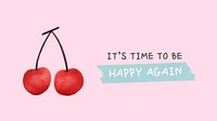 Cute cherry template, Facebook event cover, watercolor design vector