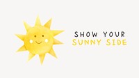 Cute sun template, Facebook event cover, watercolor design vector