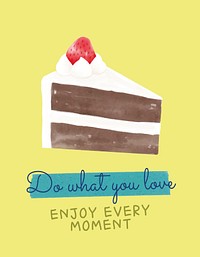 Cute cake flyer template, watercolor design vector