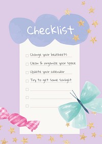 Cute journal poster template, watercolor design psd