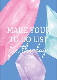 Aesthetic crystals poster template, watercolor design vector