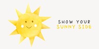 Cute sun twitter post template, watercolor design vector