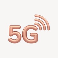 5G icon, 3D rose gold design