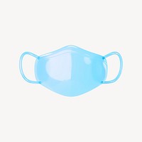 Face mask icon, 3D transparent design