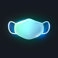 Face mask icon, 3D neon glow psd