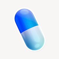 Blue capsule, 3D gradient design with white border