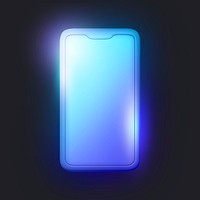 Smartphone icon, 3D neon glow psd