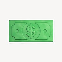 Dollar bill, money, 3D clay texture with white border
