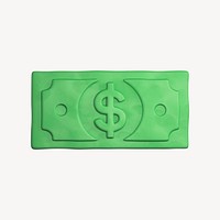 Money icon, 3D clay texture design psd